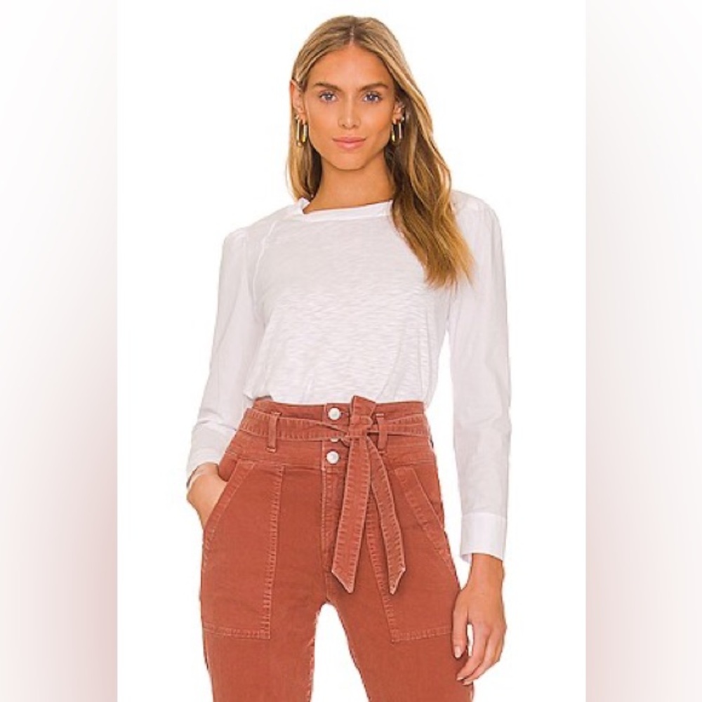Veronica Beard White Mosley Long Sleeve Tee